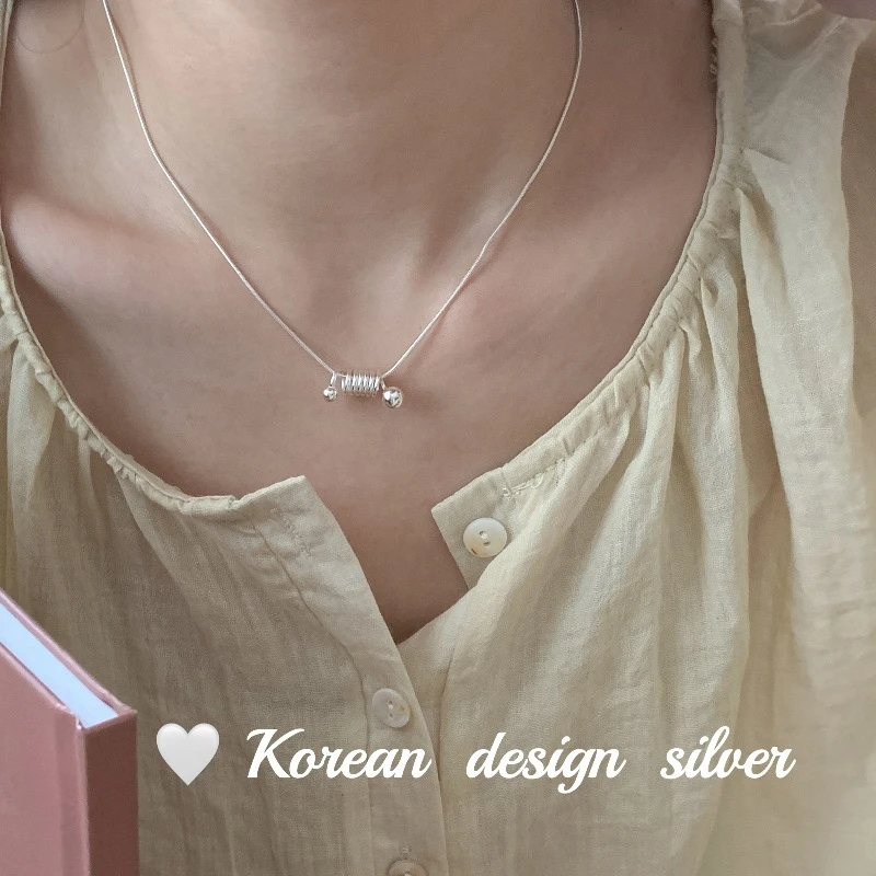 坠链均925银 韩版个性冷淡风饰品 几何弹簧项链简约ins风轻奢百搭