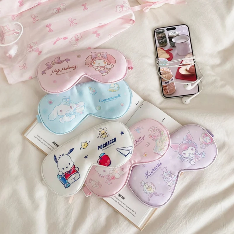 三丽鸥正版可爱卡通少女心四季通用遮光促进睡眠美乐蒂眼罩仿真丝