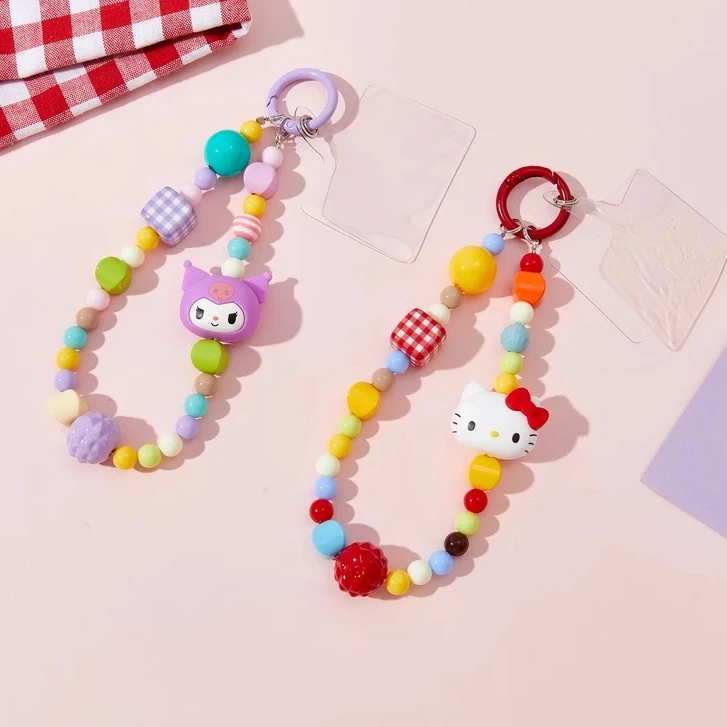 三丽鸥正版HelloKitty库洛米串珠手机链挂绳精致便携可爱挂件叔叔