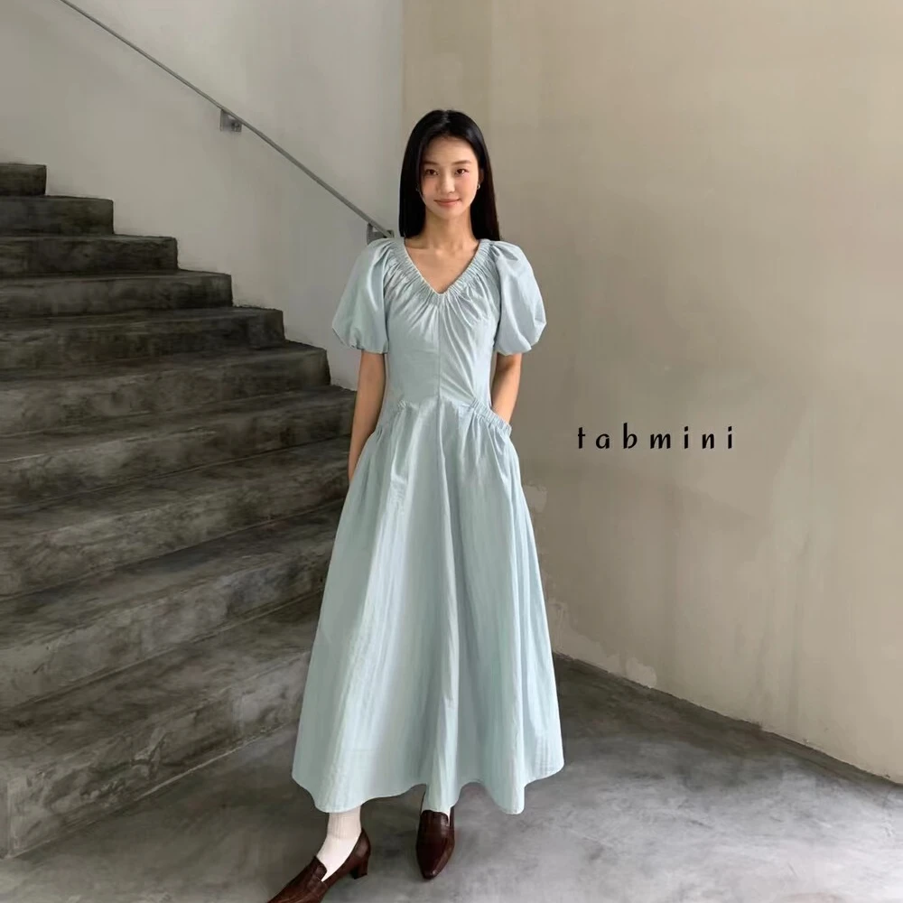 方领连衣女装连衣裙裙子显瘦气质长裙夏季法式
