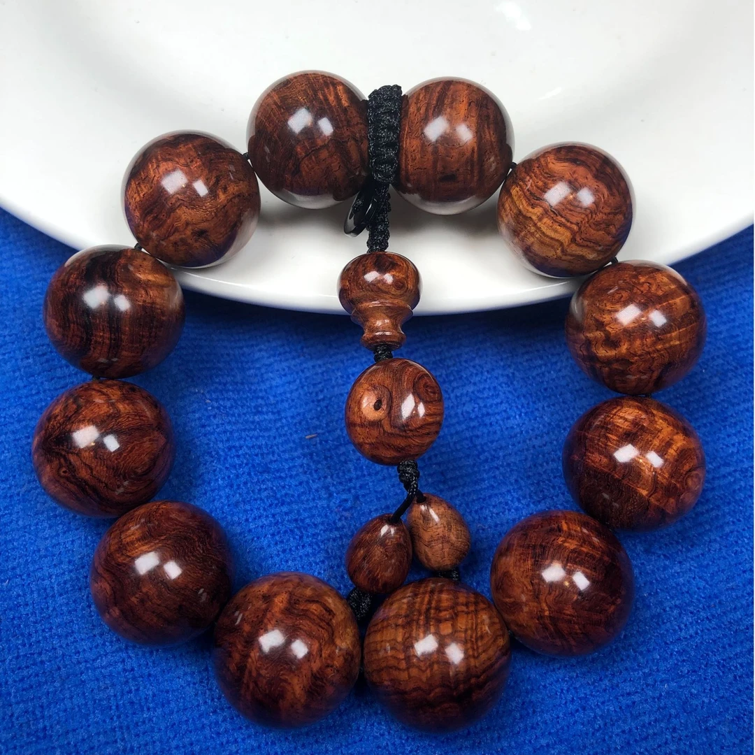 海南黄花梨【降香黄檀】老料油梨2.0水波纹手串褶皱波光佛珠手链