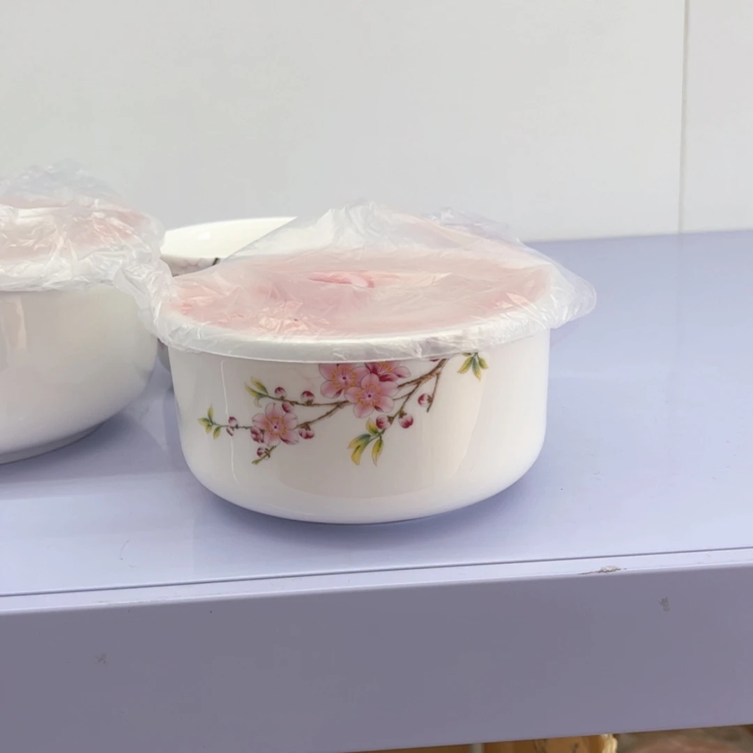 【闪购商品】骨瓷瓷片桃花源中号保鲜碗两只装