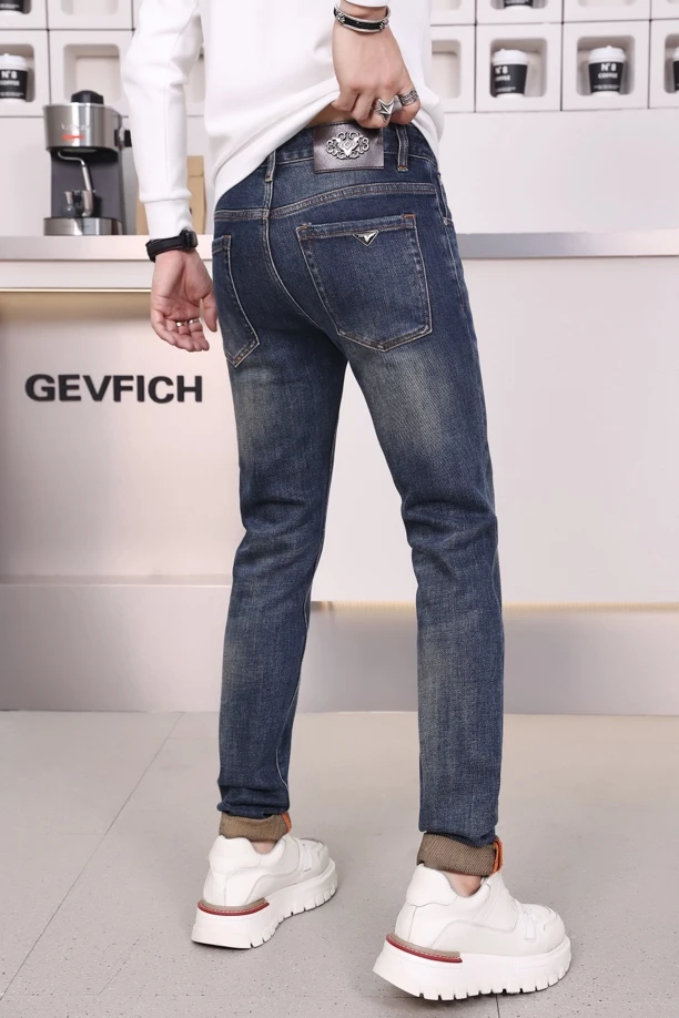 高端男士牛仔裤修身弹力小脚裤潮流休闲长裤