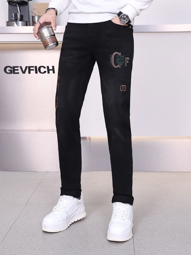 《2024秋季新款5865 》黑灰色显瘦弹力修身时尚男牛仔裤子