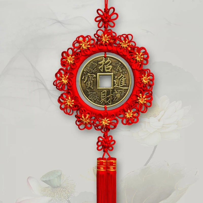 中国结客厅大号铜钱喜庆招财乔迁玄关入户门背景墙过年家居装饰