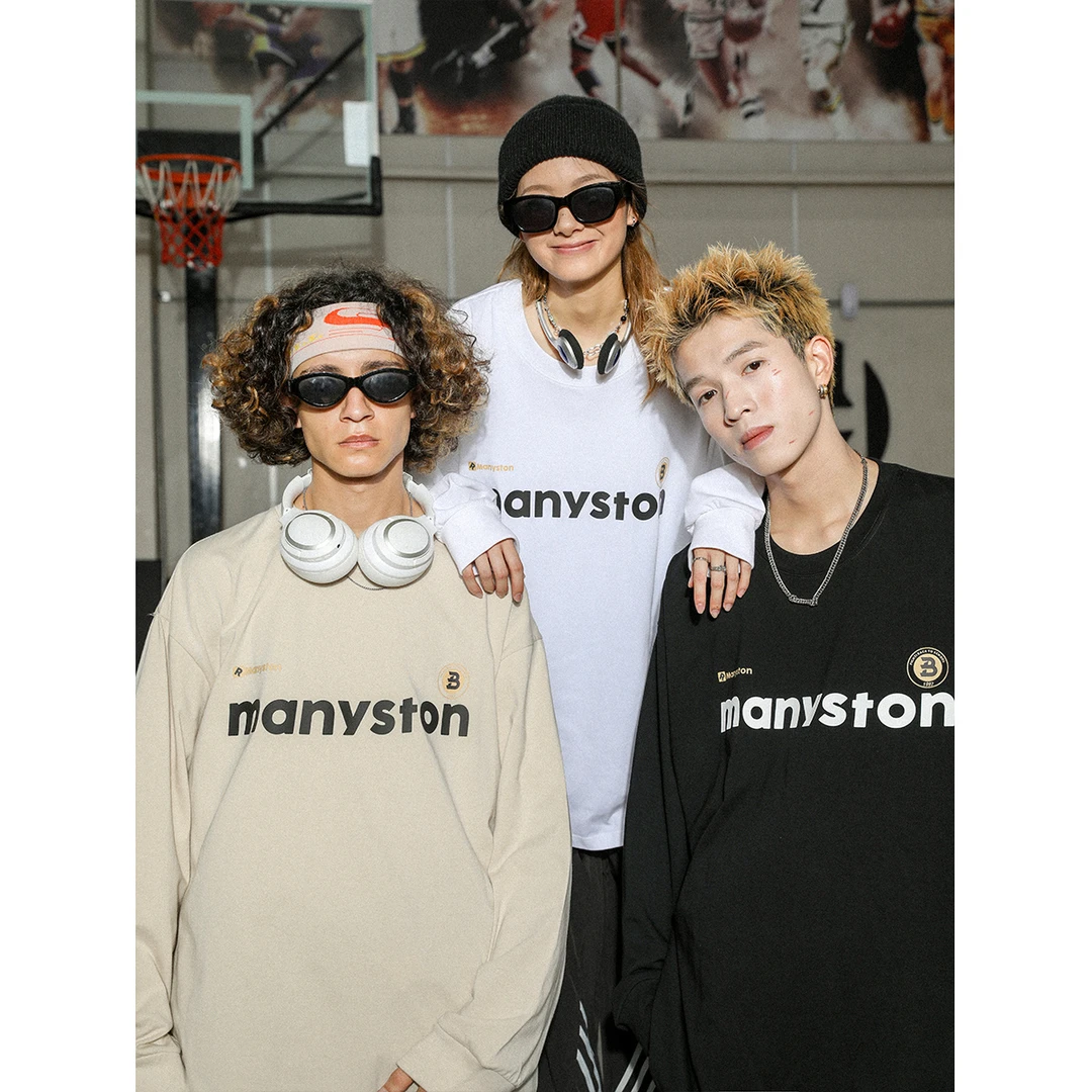 MANYSTON 美式高街280g重磅纯棉T恤春潮牌情侣长袖圆领卫衣