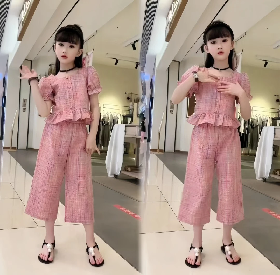 【甜系小香风套装】女童2024小香风潮夏新显瘦百搭套装高级感两件套