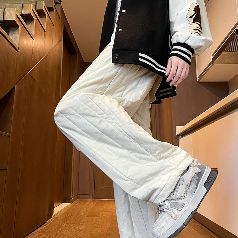 东北零下抗寒棉裤男款冬季防寒保暖加厚裤子白色加大码直筒阔腿裤