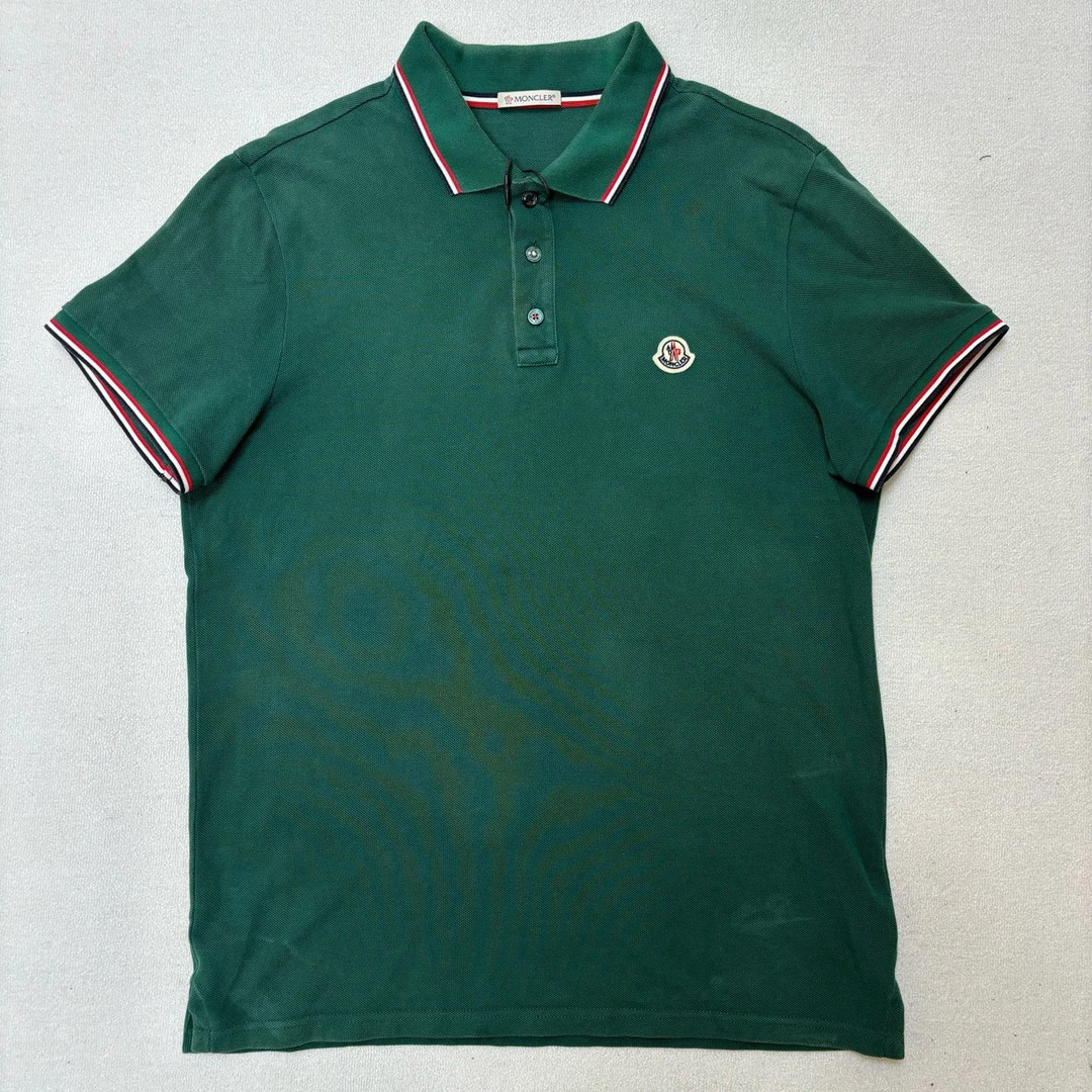 95新 MONCLERLogo徽标织Polo衫 孔雀绿色/M码/成色98新/编号5705