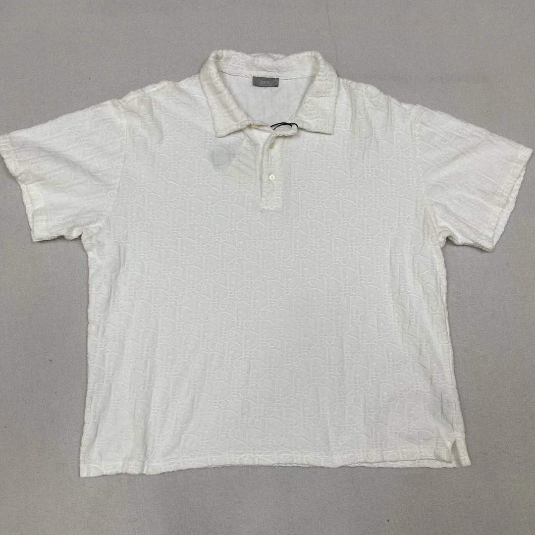 99新 DIOR/迪奥满印logo纯色毛巾短袖Polo衫/尺码XXL编号5415