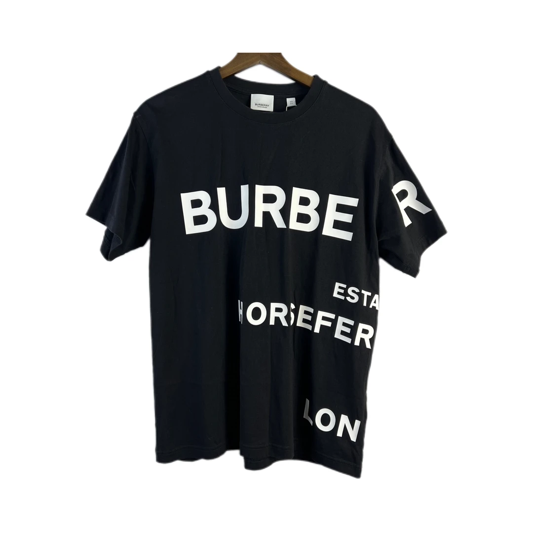 99新 BURBERRY/博柏利 黑色弹幕满印短袖/尺码xs