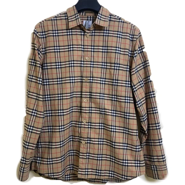 99新 BURBERRY/博柏利 经典格纹排扣长袖衬衫/尺码L/编号2821