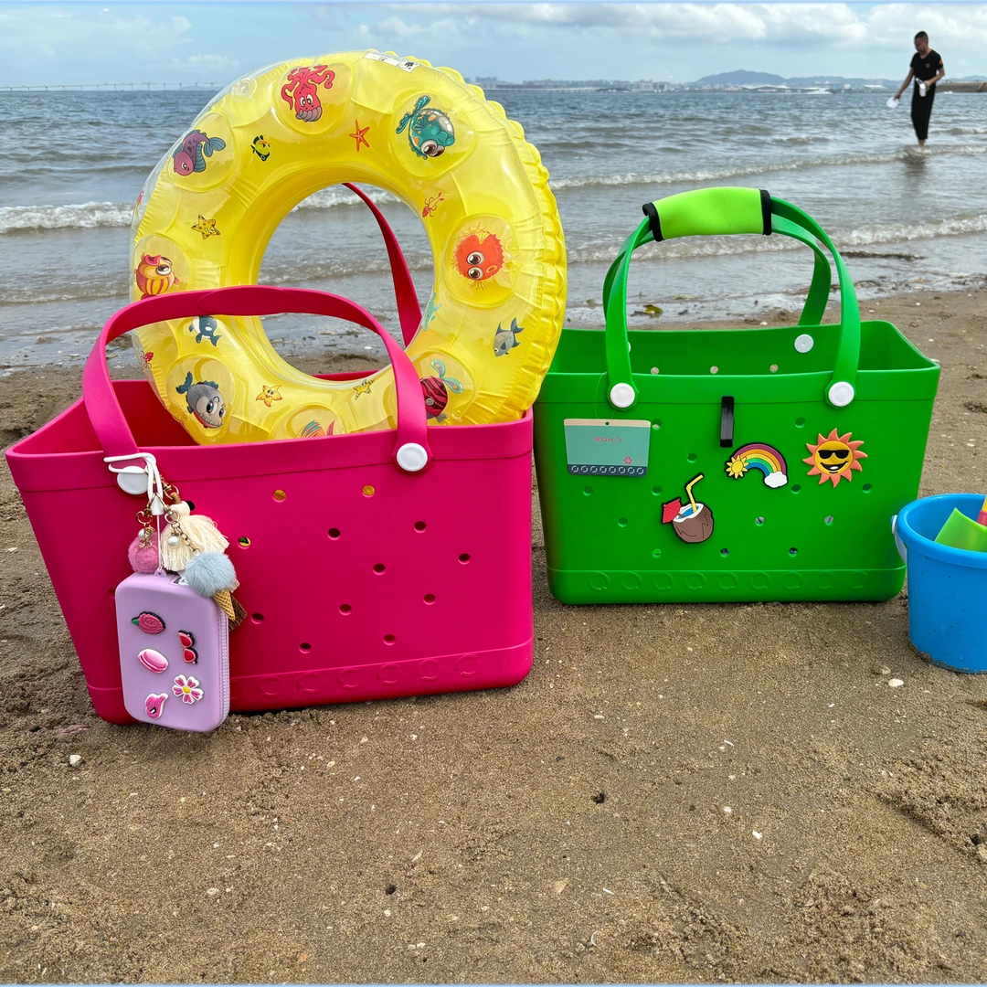 网红时尚EVA沙滩包女士手提包包大号菜篮子手拎包卡通简约妈妈包