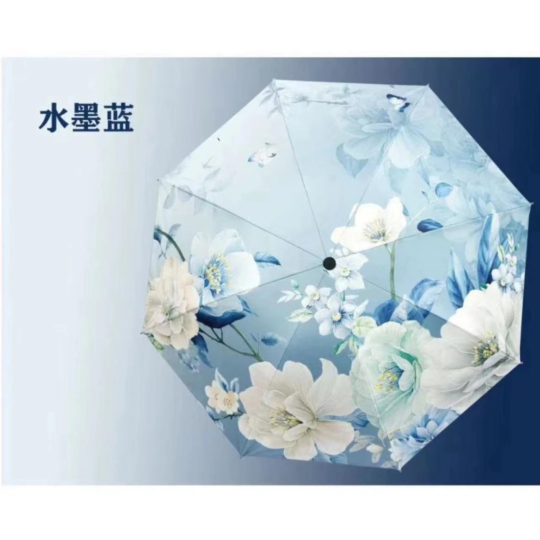 太阳伞防晒数码印花小巧便携折叠防紫外线复古小清新晴雨伞两用