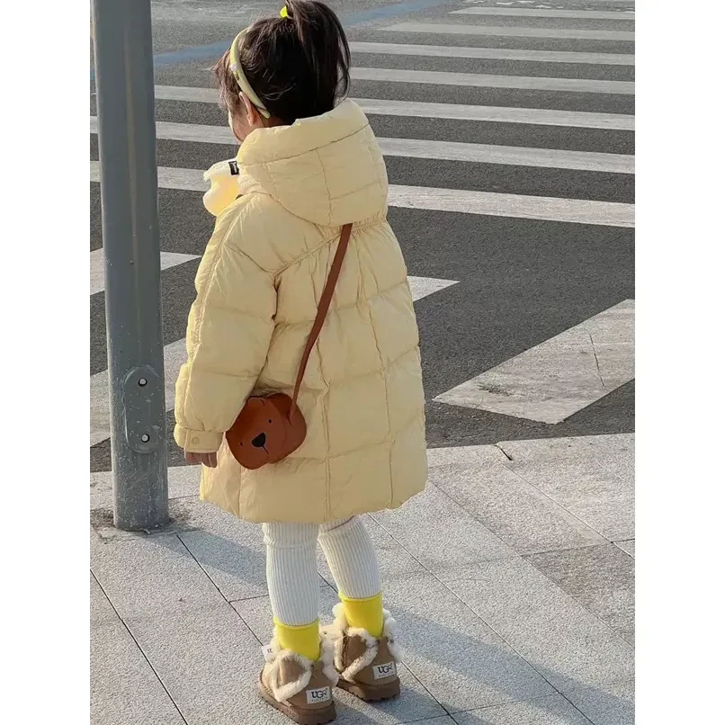 儿童泡芙羽绒服过膝中长款白鸭绒韩版秋冬加厚洋气男女童保暖外套