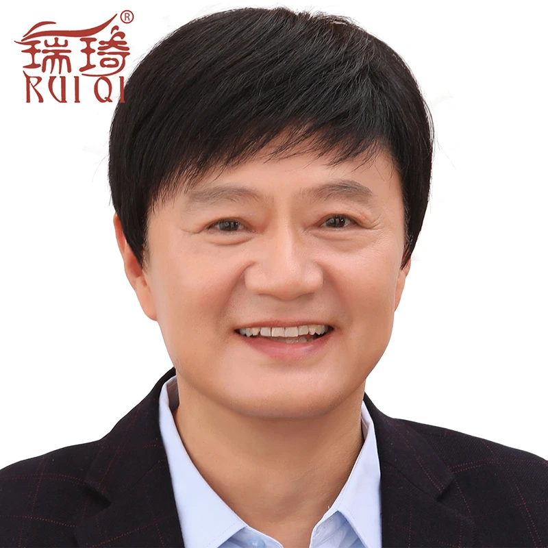 瑞琦假发男式短发帅气中老年假发套男士真人发真发轻薄透气全头套