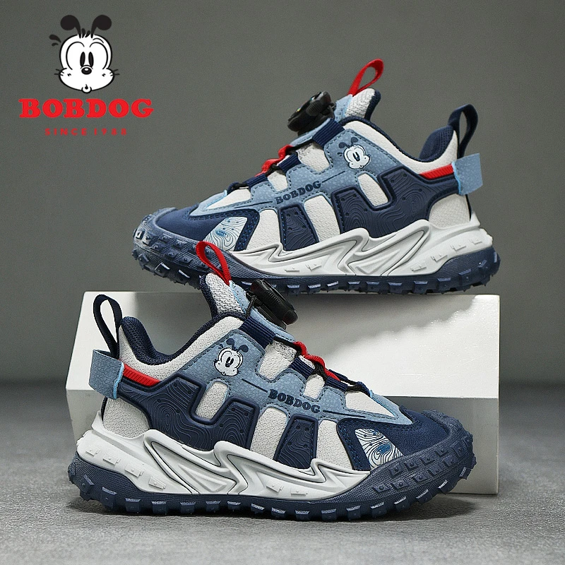 巴布豆男童鞋2024秋冬新款中小童户外皮面防水软底防滑儿童运动鞋