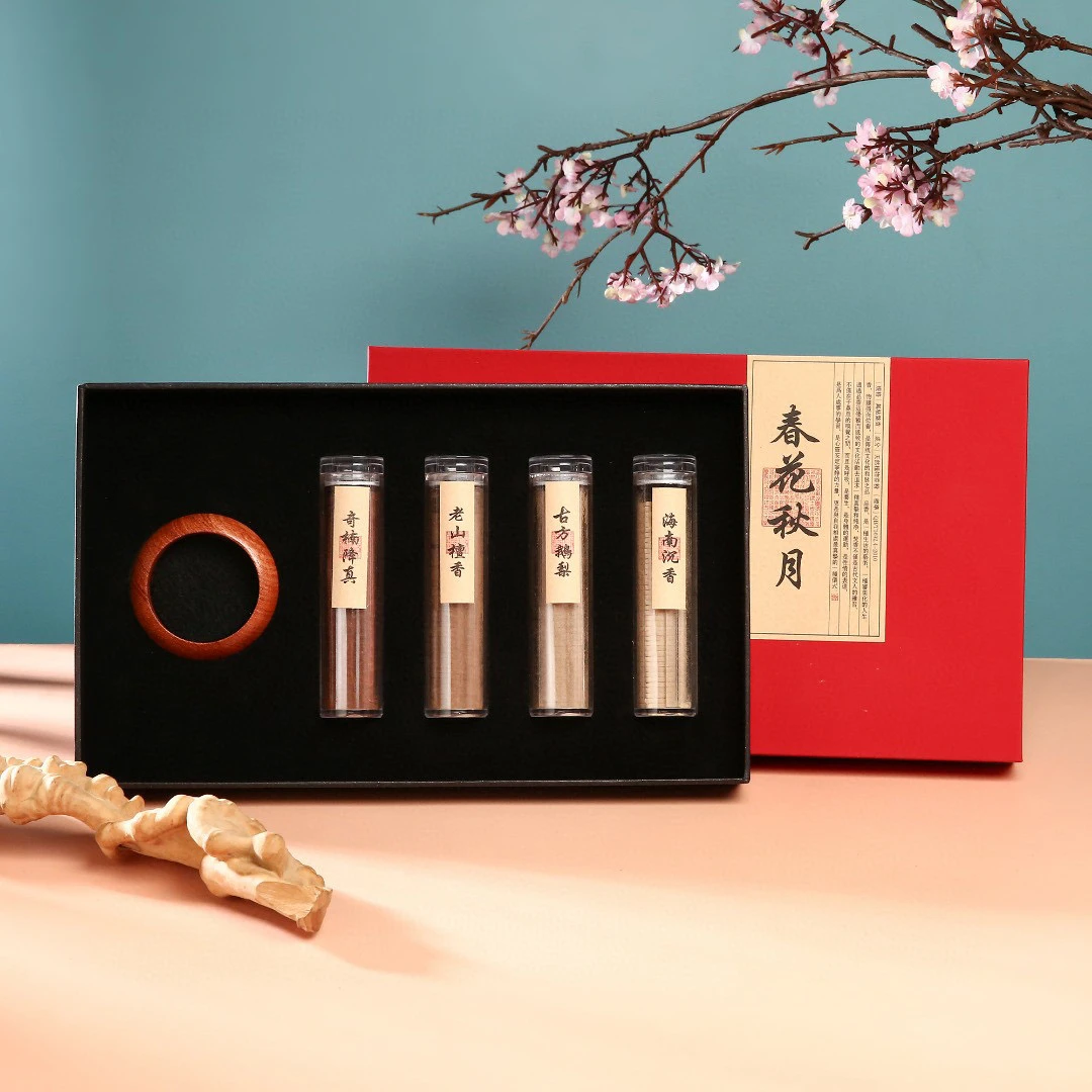 香道类春花秋月无粘盘香组合香共4罐共168片