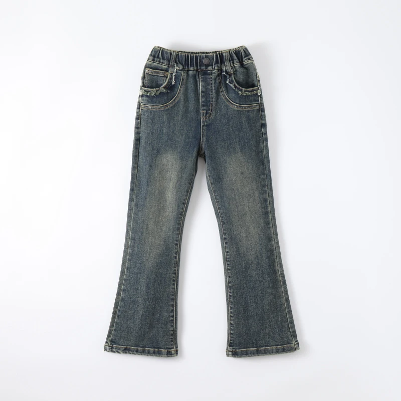 女童喇叭牛仔裤9-13岁高品质时尚牛仔裤儿童节洋气百搭微喇女长裤