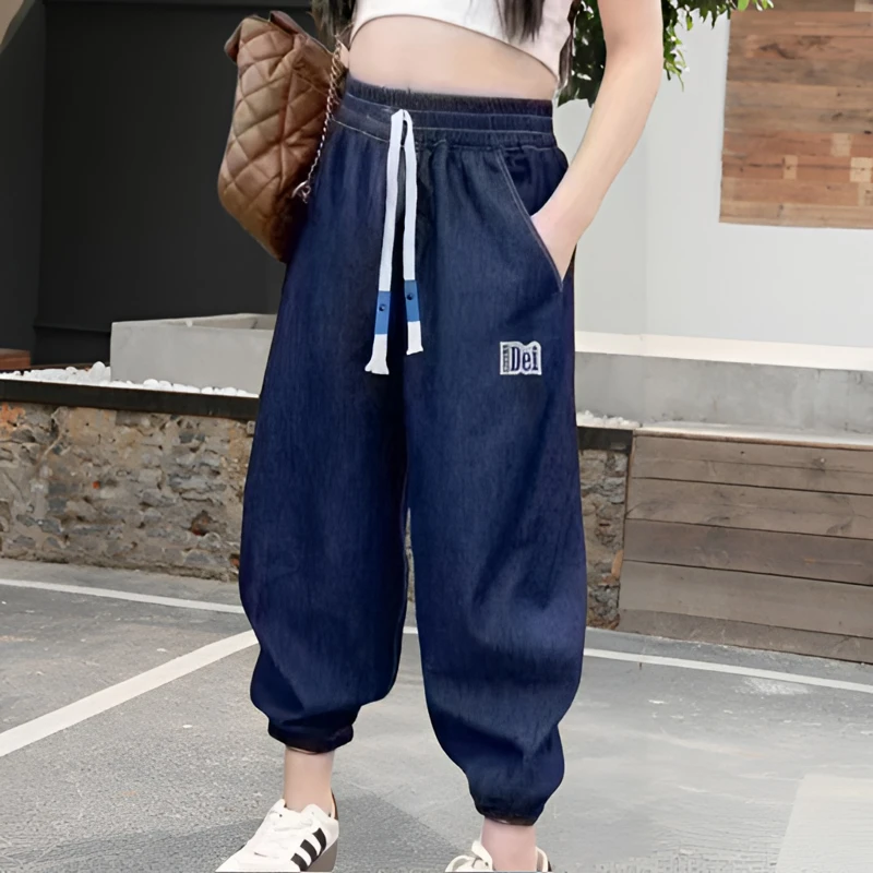 女童时髦松软牛仔裤男童防褪色牛仔裤春秋款原色儿童休闲百搭裤子