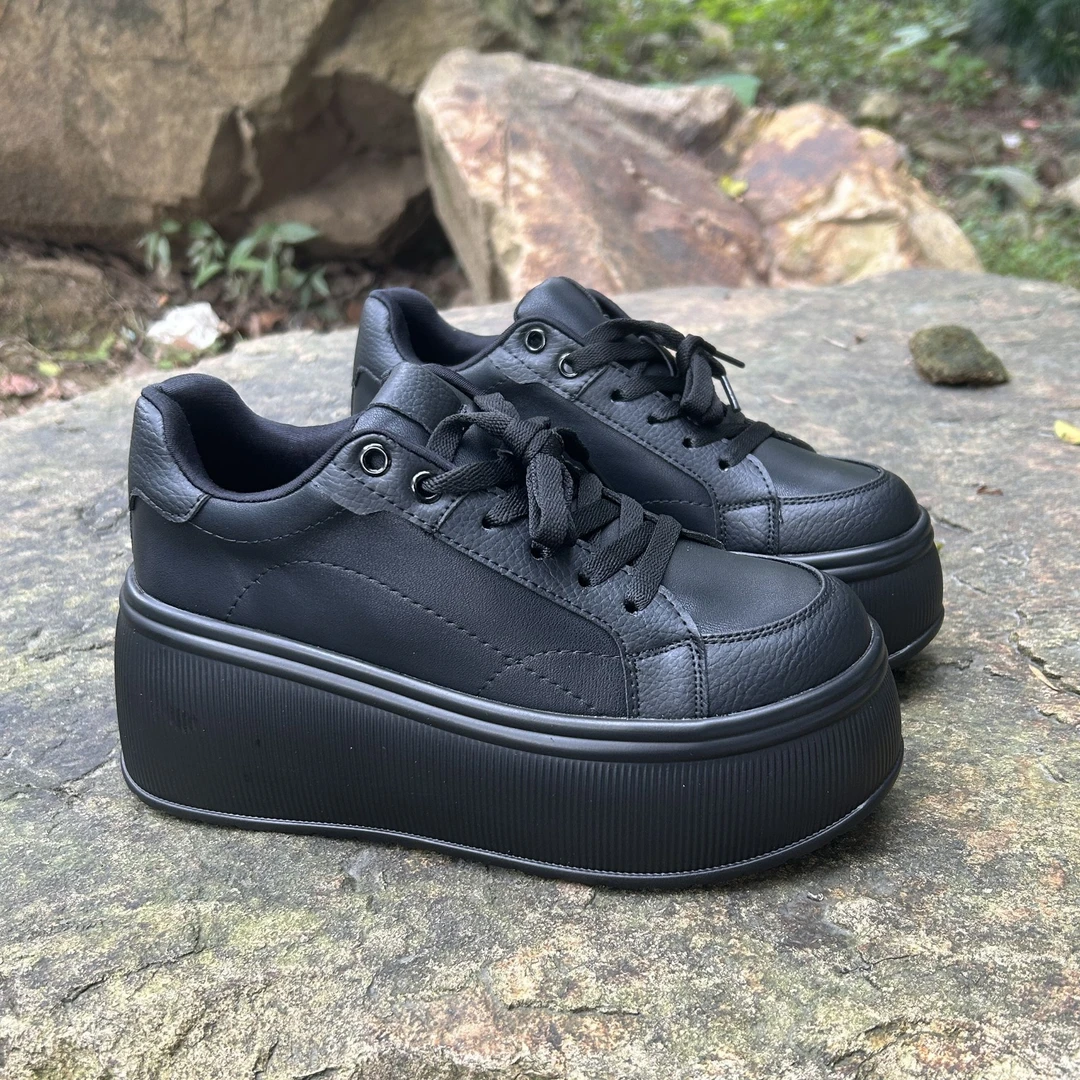 7公分厚底增高小白鞋女春秋款韩版黑色运动鞋舒适时尚休闲鞋百搭