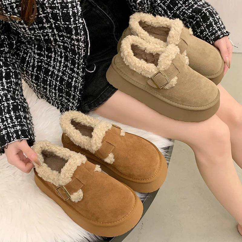 棉鞋女冬加绒加厚女鞋2024新款面包鞋保暖毛毛勃肯鞋厚底雪地靴c