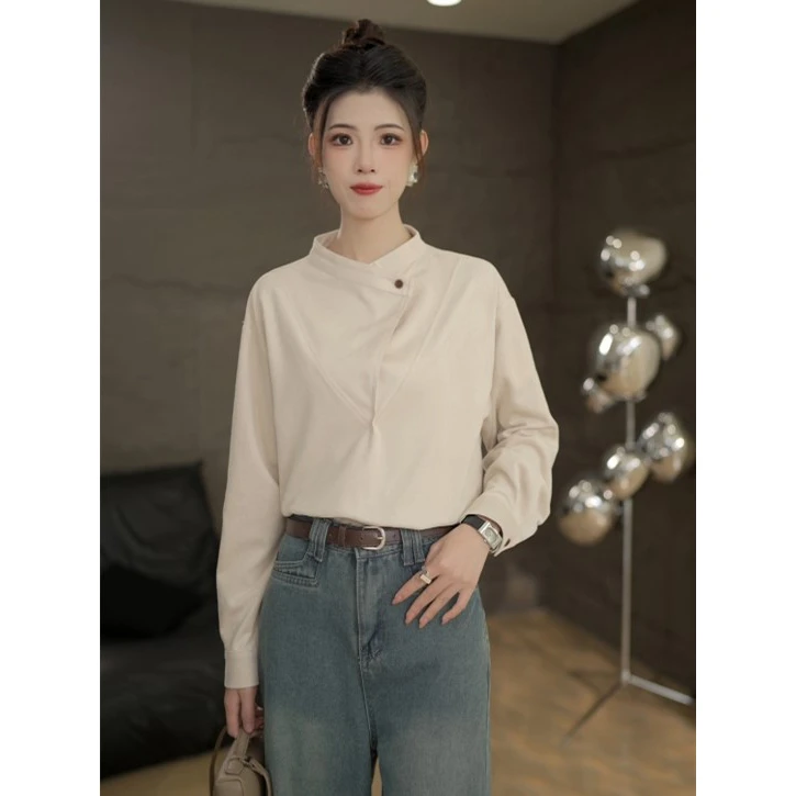TITI定制【镜花水月】轻奢气质纯色长袖衬衫宽松显瘦上衣TW1055002