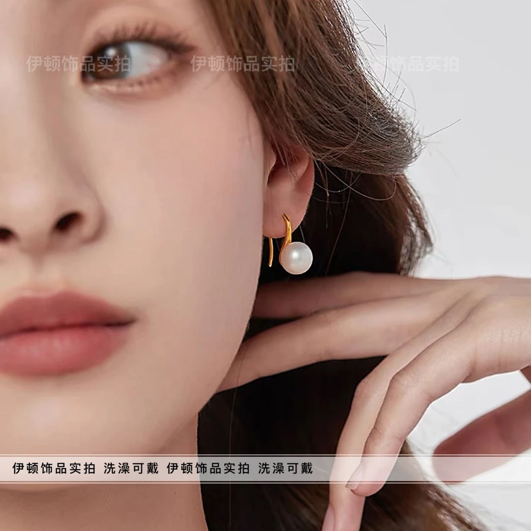 钛钢耳饰 【洗澡不用摘】迪丽热巴同款高跟鞋款真多麻珠珠耳钉 耳环