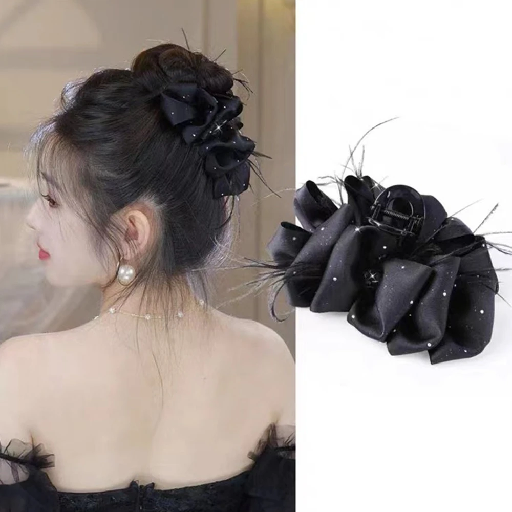 ins气质网红黑色抓夹发夹头饰法式时尚复古优雅百搭简约发卡发饰