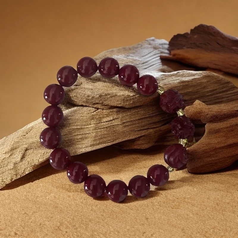 含辰砂工艺品三合吉祥珠朱砂卡10mm手串男女同款1-89