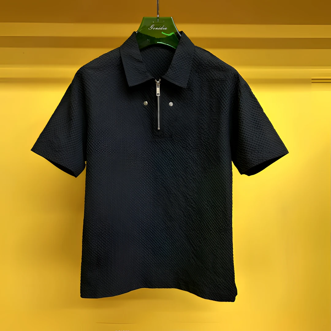 【S5109】男士时尚轻奢拉链半袖小众设计师百搭春夏款防晒POLO衫