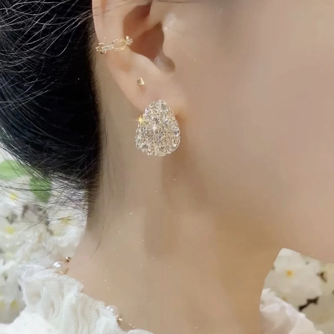 铜合金合成锆石耳饰 贵人 精致璀璨船型高级感耳环646