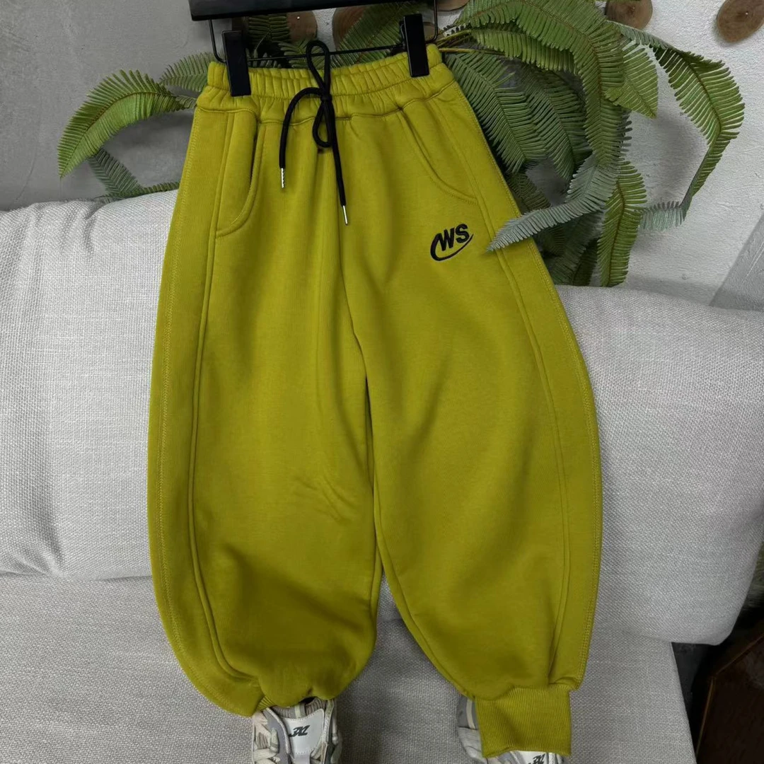 吾2024【Y】10月7日 儿童男童女童黄色加绒休闲裤2771-