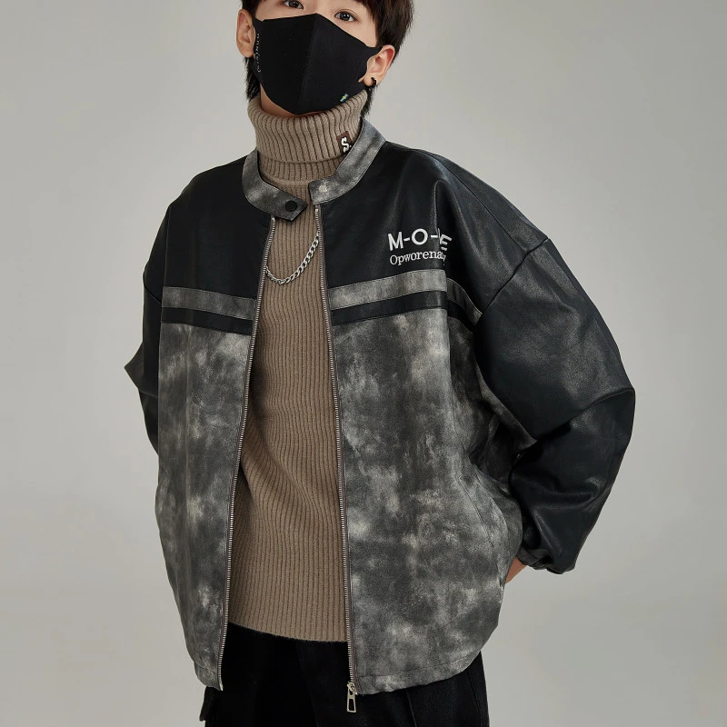 摩2024冬【X】10月24日 男童女童时尚灰色皮衣加绒皮衣外套9129-