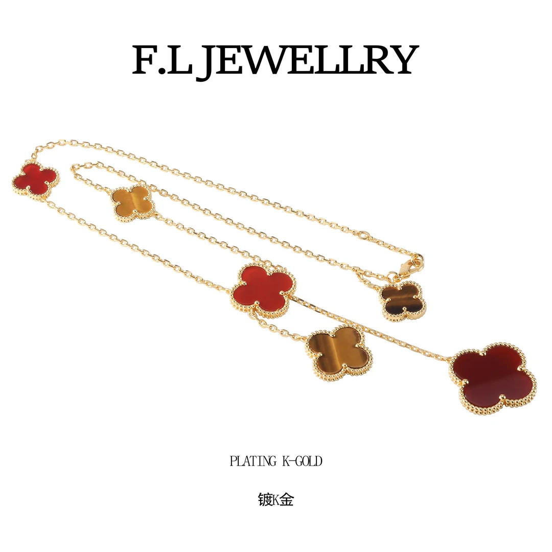 铜合金石英石项链 CNC精工 轻奢六花项链  G5090