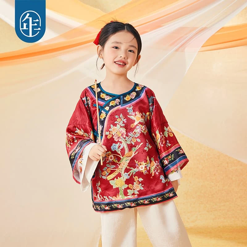 【重锦花朝旗装】女童新中式唐装外套2024秋女孩国风格格服上衣G