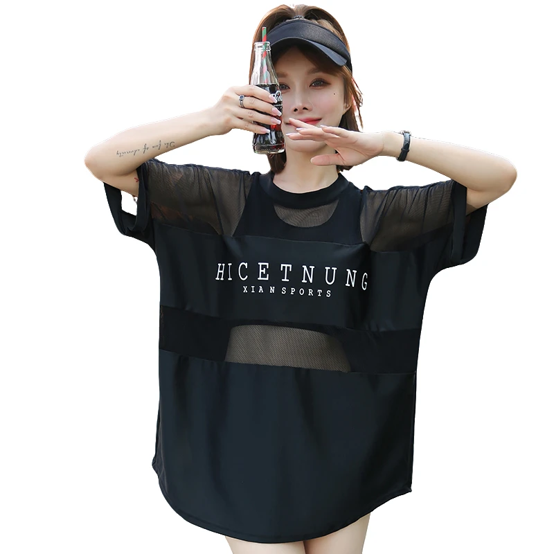 长款无袖遮肚大码泳衣速干分体三件套夏季温泉泳装黑色新款显瘦女