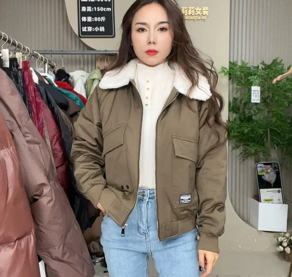 2024秋冬时尚洋气毛领宽松外套9020【4】