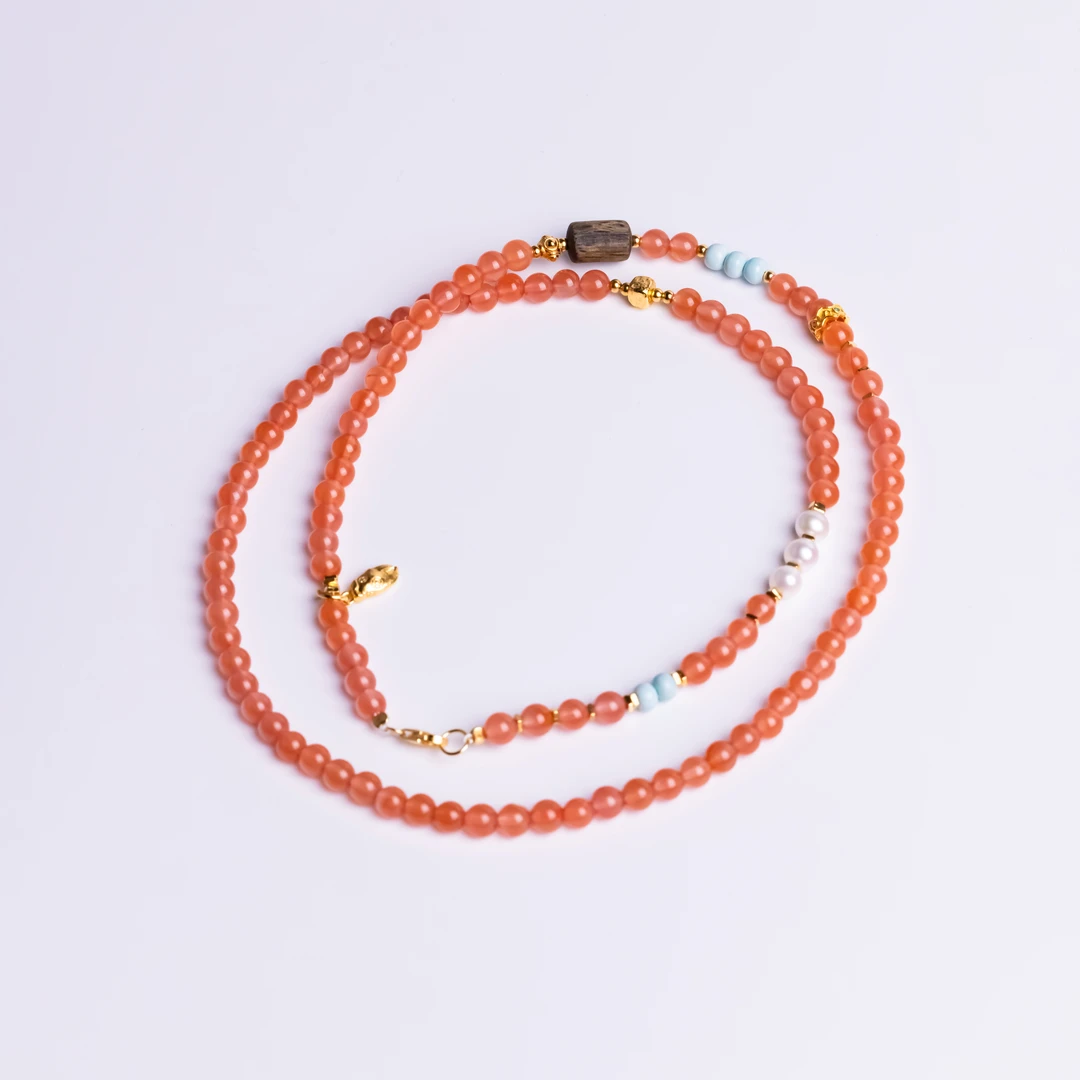 【南红系列】天然原矿南红冰红设计款三圈4mm+