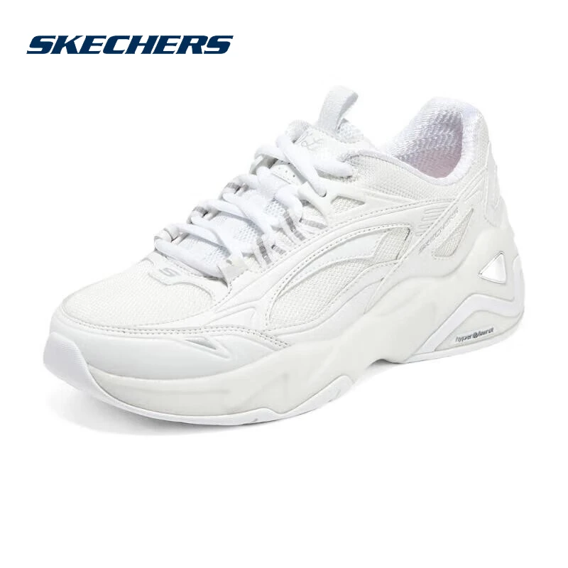 SKECHERS斯凯奇女子运动鞋新款透气复古休闲鞋时尚厚底低帮小白鞋