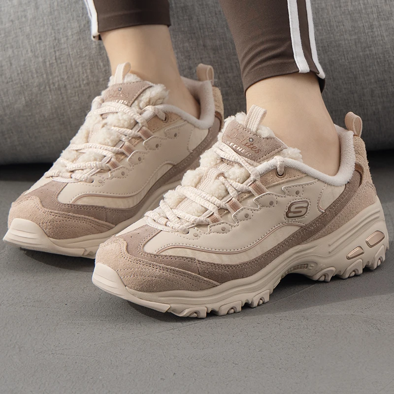 【暖感毛绒】斯凯奇官网旗舰加绒女鞋冬季新款厚底保暖老爹鞋运动鞋