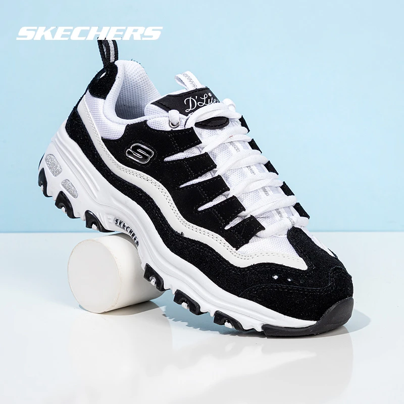 斯凯奇时尚熊猫鞋低帮女鞋新款轻便运动鞋厚底透气休闲潮流老爹鞋