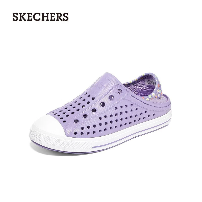 Skechers斯凯奇童鞋新款轻质透气洞洞鞋紫色运动休闲鞋涉水沙滩鞋