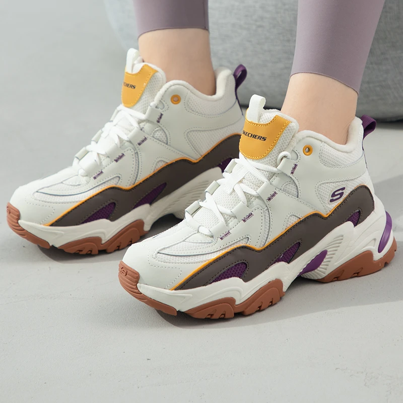 【高帮加绒】斯凯奇女鞋正品秋春季新款高帮保暖休闲鞋时尚运动鞋