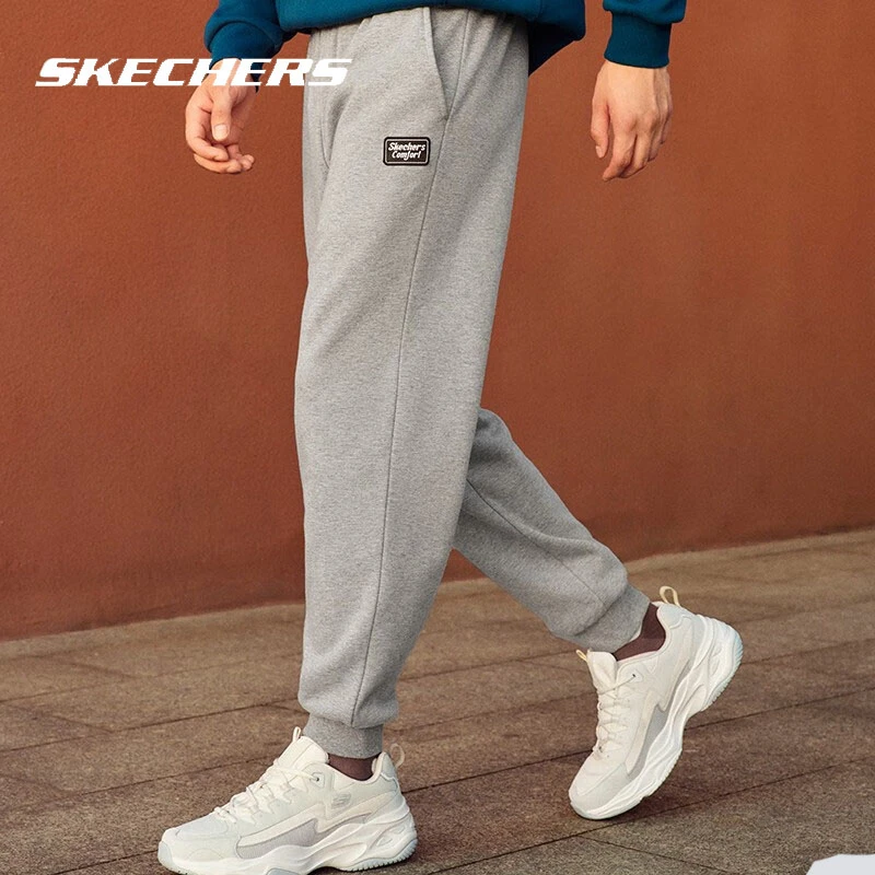 【加绒男裤】斯凯奇运动裤秋春季灰色休闲裤户外跑步针织长裤束脚裤