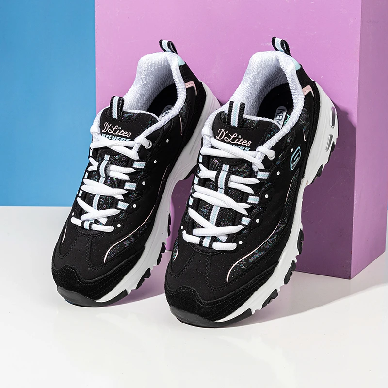 【提花】斯凯奇女熊猫鞋秋季新款厚底缓震老爹鞋轻便透气运动鞋