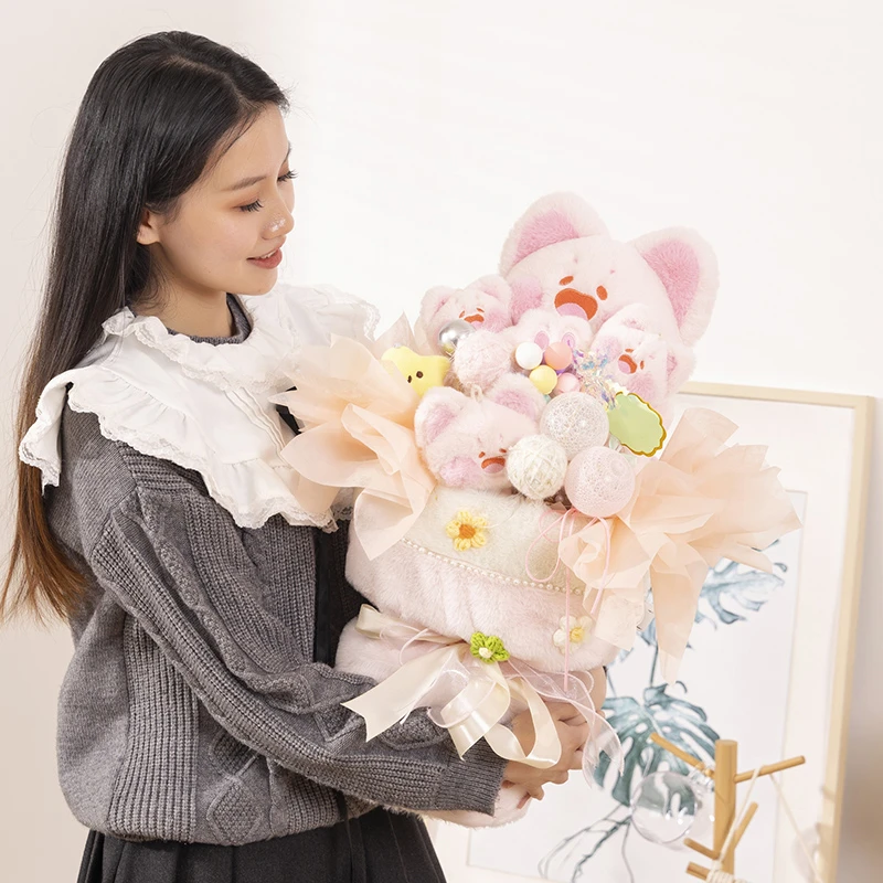 艾斯德情人节嘟嘟喵玩偶花束生日礼物520花束毕业季创意礼物