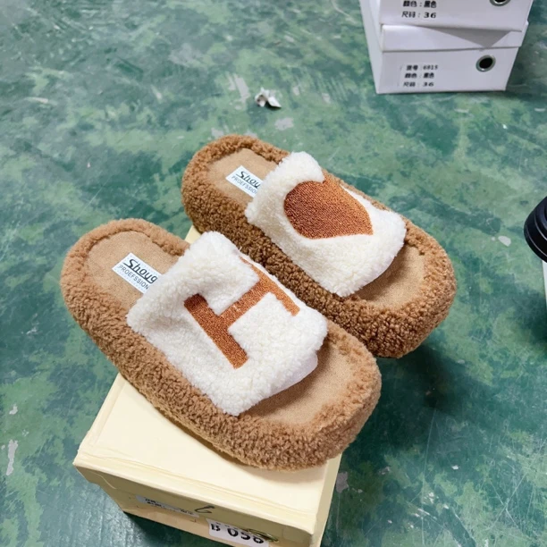 棉鞋女白搭拖鞋加棉加厚保暖家具拖3901