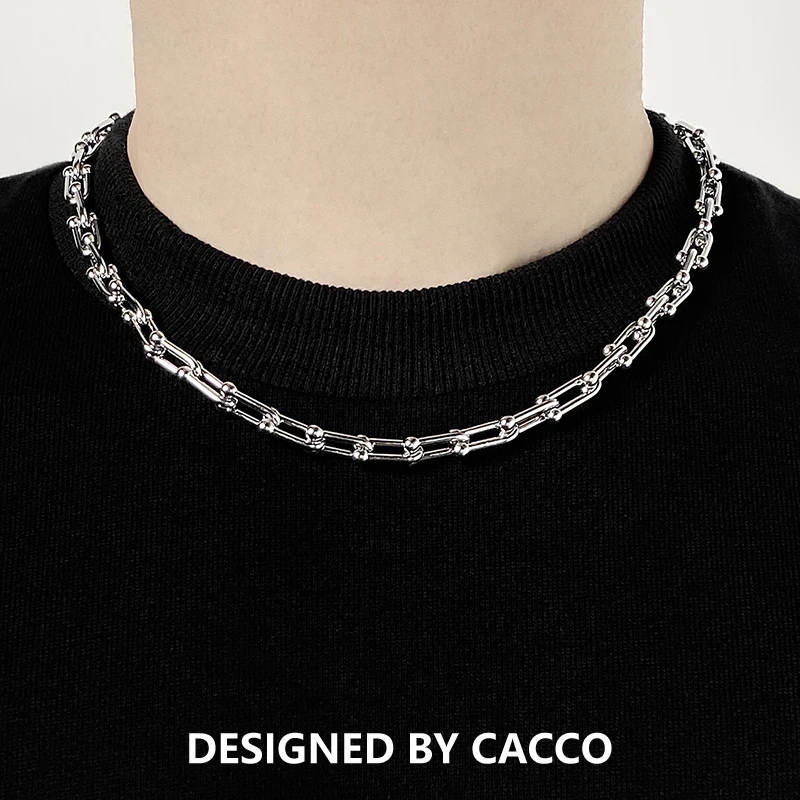 钛钢项链 CACCO 马蹄扣设计锁骨链 小众极简U型欧美不掉色无性别