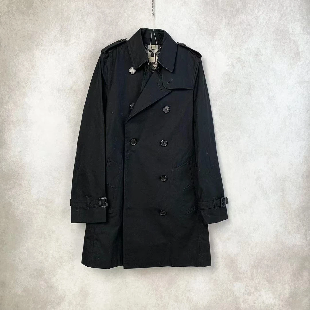 BURBERRY/博柏利12870  黑色双排扣风衣 34码